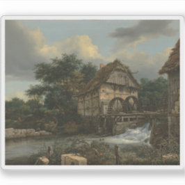 Van Ruisdael - Twee watermolens en een open sluis Sticker