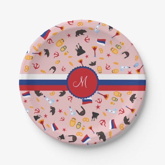 Van Rusland met liefde - Russisch monogram Papieren Bordje (Voorkant)