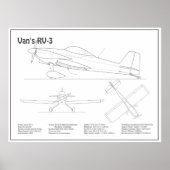 Van’s RV-3 - Vliegtuigblauwdruk Plannen BD Poster (Voorkant)