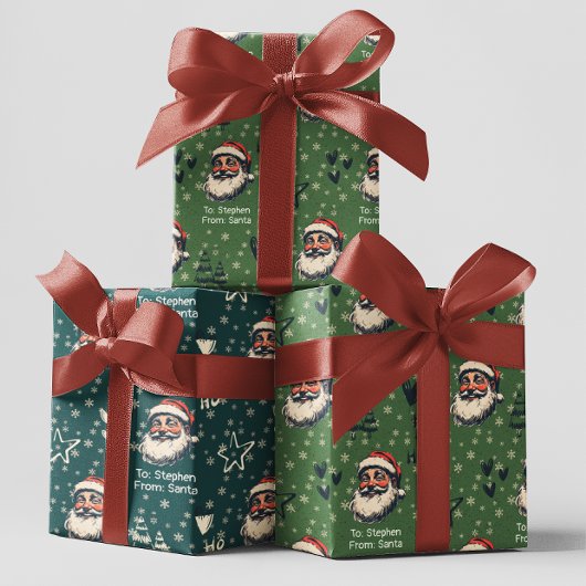 Van Santa aangepaste naam Doodles Christmas Inpakpapier Vel