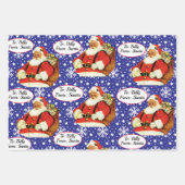 Van Santa Add Child Name 3 Personal KerstW Inpakpapier Vel (Voorkant 3)
