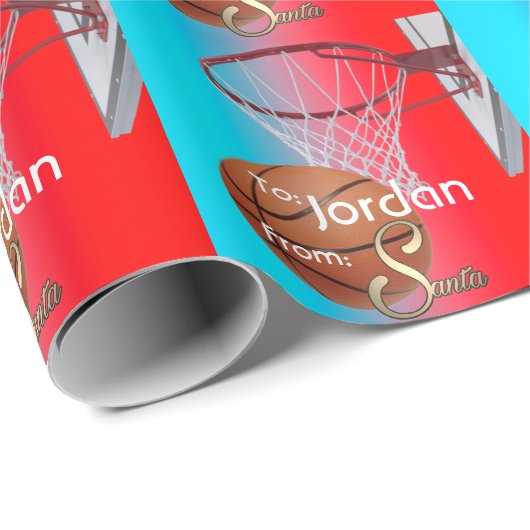 Van Santa Basketball Cadeaupapier (Rol Hoek)