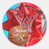 Van Santa Basketball Ronde Sticker (Voorkant)