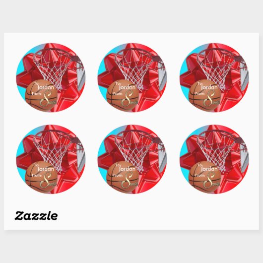 Van Santa Basketball Ronde Sticker (Vel)
