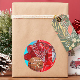 Van Santa Basketball Ronde Sticker