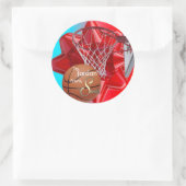 Van Santa Basketball Ronde Sticker (Tas)
