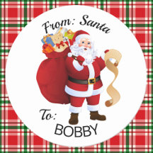 Van SANTA cadeauverpakkingstickers AANGEPASTE naam