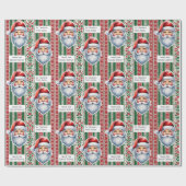Van Santa Child's Naam Rood & Groen Noordpool Cadeaupapier (Vlak)
