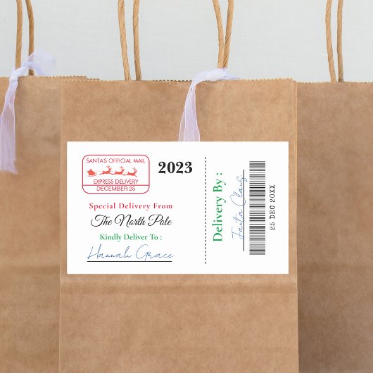 Van Santa Christmas Gift Label Speciale Levering