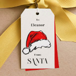 Van Santa Christmas Santa Hat Sketch Cadeaulabel<br><div class="desc">Maak wat magie met deze Santa's briefery cadeau labels met een felrode waterverf Kerstmis Santa hat schets en de naam van uw kind.</div>