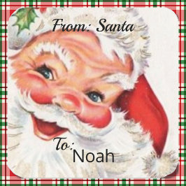 Van SANTA CLAUS Aangepast Kinder NAAM Cadeaupapier Vierkante Sticker