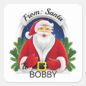 Van SANTA CLAUS Aangepast Kinderen NAAM Cadeaupapi Vierkante Sticker (Voorkant)