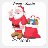 Van SANTA CLAUS Aangepaste Kindernaam Cadeaupapier Vierkante Sticker (Voorkant)