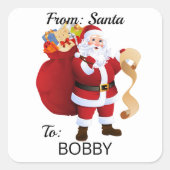 Van SANTA CLAUS CUSTOM Kind NAME Gift Vierkante Sticker (Voorkant)