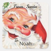 Van SANTA CLAUS CUSTOM Kind NAME Gift Wrap Vierkante Sticker (Voorkant)