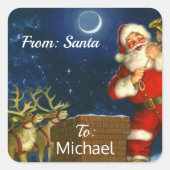 Van SANTA CLAUS Gift Wrap CUSTOM Kind NAAM Vierkante Sticker (Voorkant)