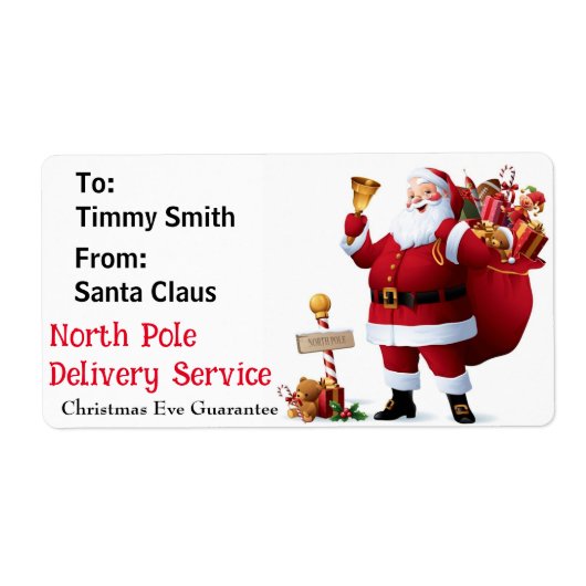 Van Santa Claus Personaliseer de naam van het kind Etiket (Voorkant)