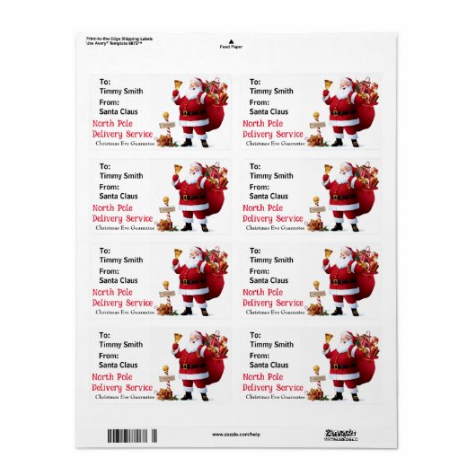 Van Santa Claus Personaliseer de naam van het kind Etiket (Full Sheet)