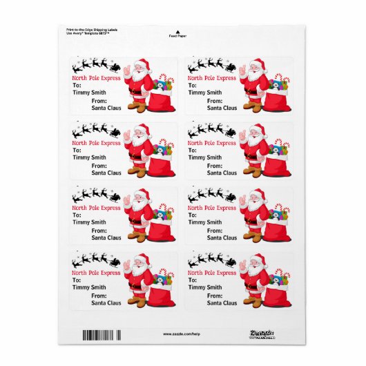 Van Santa Claus Personaliseer de naam van het kind Etiket (Full Sheet)