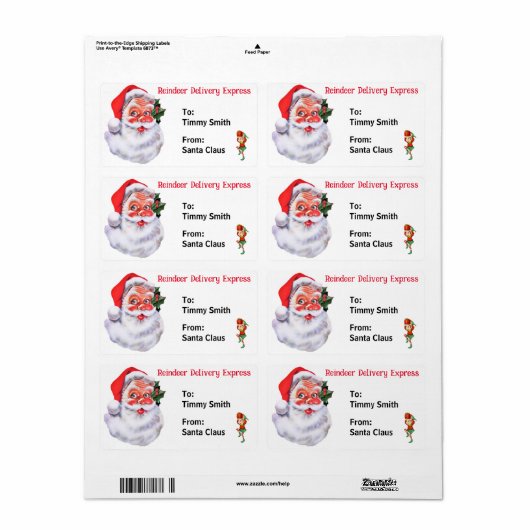 Van Santa Claus Personaliseer de naam van het kind Etiket (Full Sheet)