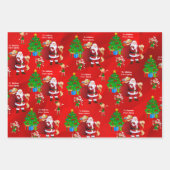 Van Santa Claus personaliseer Kinder namen Kerstmi Inpakpapier Vel (Voorkant 3)