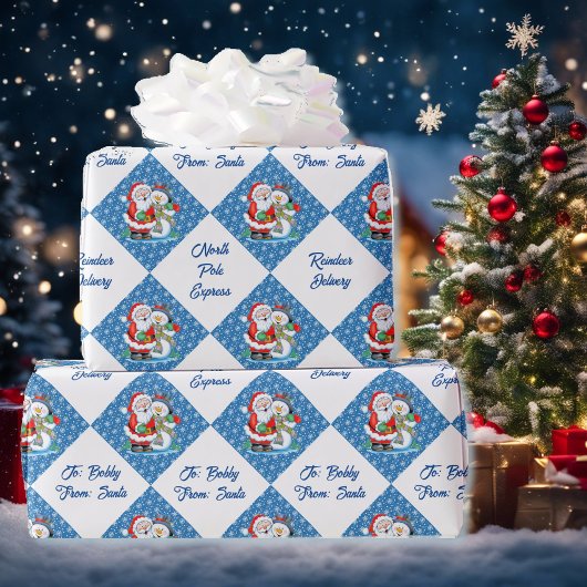 Van Santa Claus Persoonlijke naam Kerstsneeuw Cadeaupapier