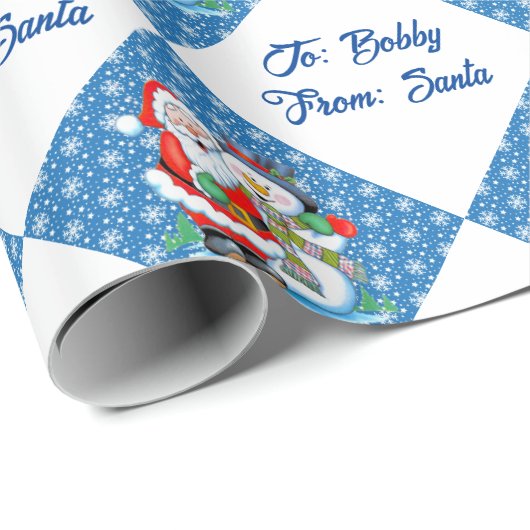 Van Santa Claus Persoonlijke naam Kerstsneeuw Cadeaupapier (Rol Hoek)