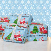 Van Santa Claus voeg de naam van het kind Elf Rein Cadeaupapier