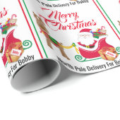 Van Santa Claus voeg de naam van het kind kerstmis Cadeaupapier (Rol Hoek)