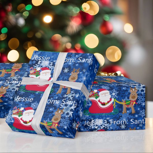 Van Santa Claus voeg de naam van het kind kerstwra Cadeaupapier