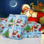 Van Santa Claus voeg de naam van het kind toe Snee Cadeaupapier