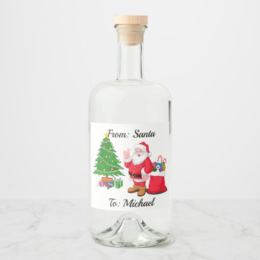 Van Santa Claus voeg een kleine kerstman toe Likeurfles Etiket (Voorkant)