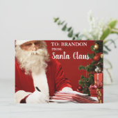 Van Santa Claus VOEG NAAM Gepersonaliseerde St toe Feestdagenkaart (Staand voorkant)