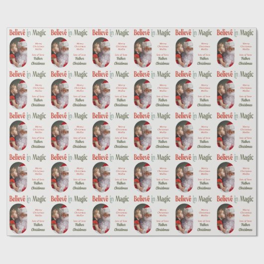 Van Santa Geloof in Magic Rounded Lozenge Foto Cadeaupapier (Vlak)