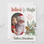 Van Santa Geloof in Magic Rounded Lozenge Foto Feestdagenkaart (Voorkant)