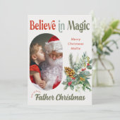 Van Santa Geloof in Magic Rounded Lozenge Foto Feestdagenkaart (Staand voorkant)