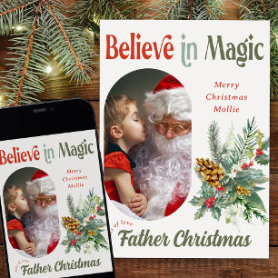 Van Santa Geloof in Magic Rounded Lozenge Foto Feestdagenkaart