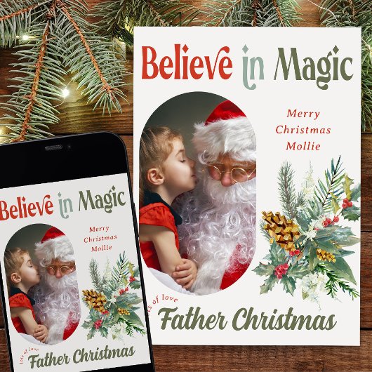 Van Santa Geloof in Magic Rounded Lozenge Foto Feestdagenkaart