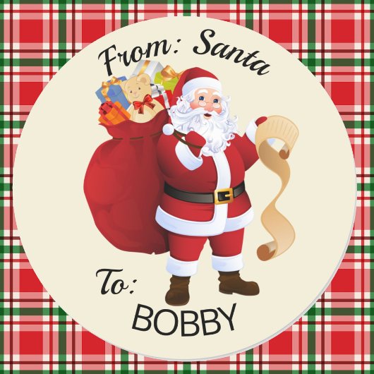 Van SANTA Gift Wrap Aangepaste Kinderen NAAM Stick Ronde Sticker