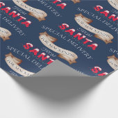 Van Santa Jouw naam op Navy Blue Christmas Cadeaupapier (Hoek)