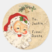  Van Santa naar kind cadeau kerst Ronde Sticker (Voorkant)