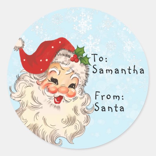 Van Santa naar kind cadeau kerst Ronde Sticker (Voorkant)