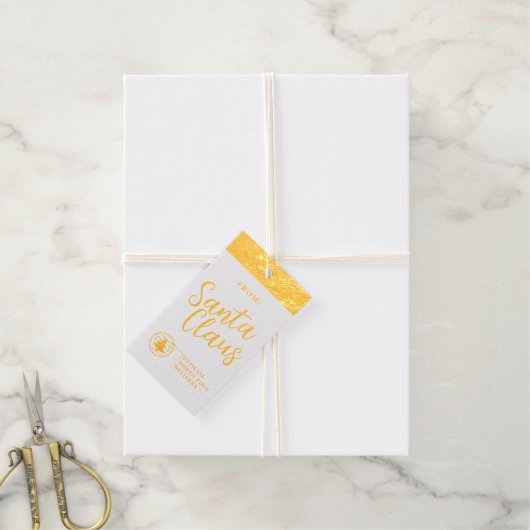 Van Santa Officiële levering Noordpool Gold Foil Cadeaulabels (Met Koord)
