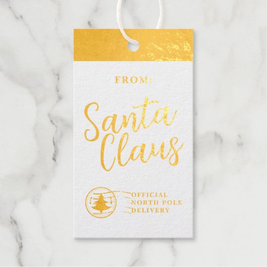 Van Santa Officiële levering Noordpool Gold Foil Cadeaulabels (Voorkant)