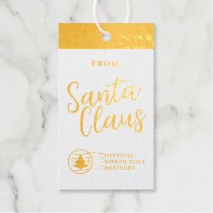 Van Santa Officiële levering Noordpool Gold Foil Cadeaulabels