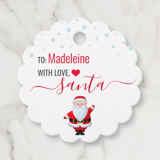 Van Santa Personalized White kerstcadeaus Label (Voorkant)