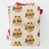 Van Santa Schattige Cat Funny Hamster Wrapping Pap Inpakpapier Vel (In situ)