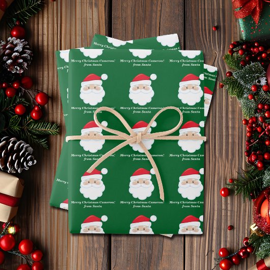 Van Santa Schattige Custom Green Kinder Kerst Inpakpapier Vel
