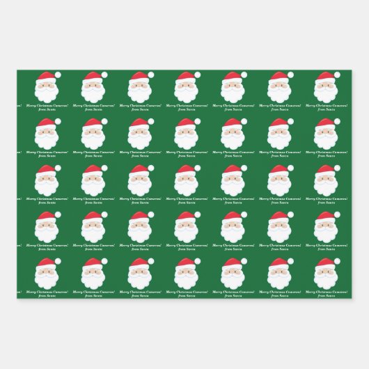 Van Santa Schattige Custom Green Kinder Kerst Inpakpapier Vel (Voorkant)