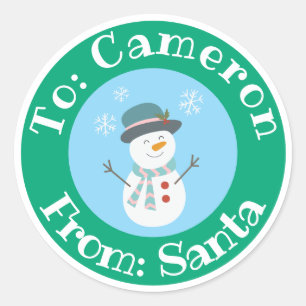 Van Santa Sticker met aangepaste naam Schattige Sn